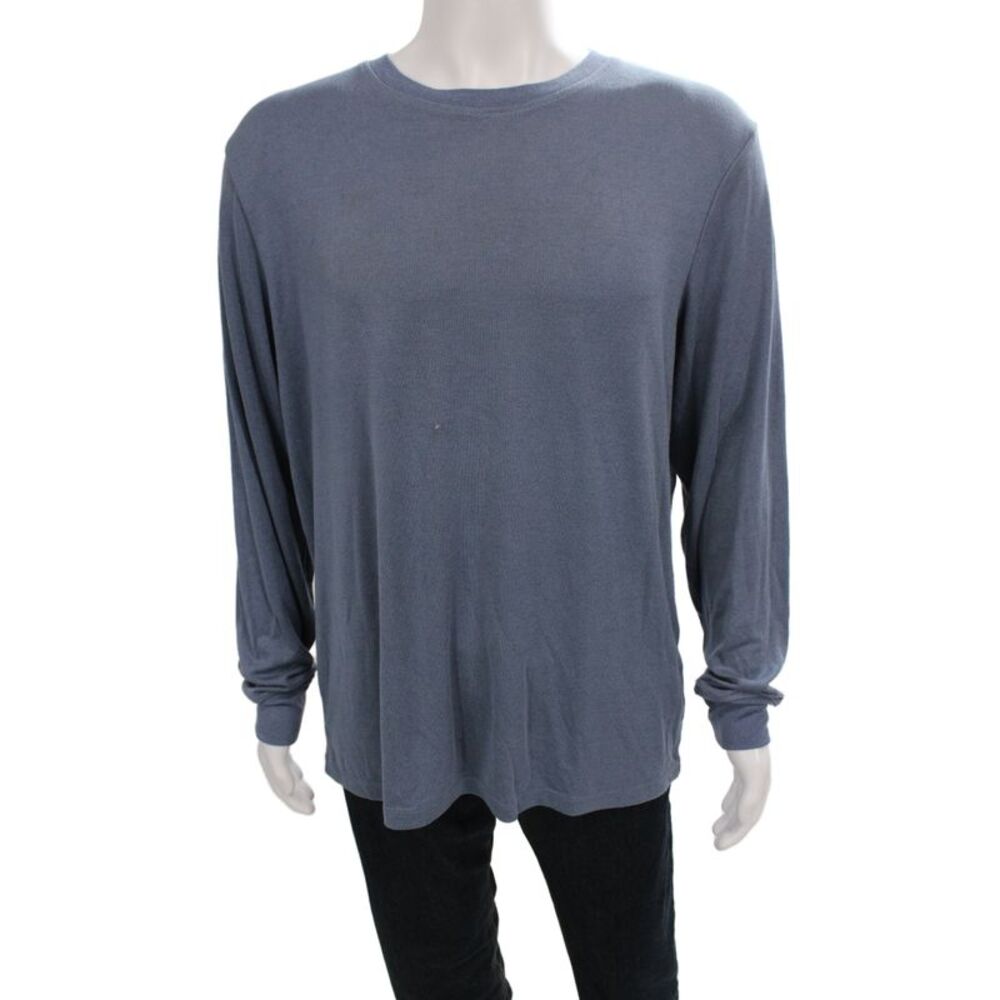 Theory Mens Blue Modal Long Sleeve Crew Neck Basic T-Shirt Size XL